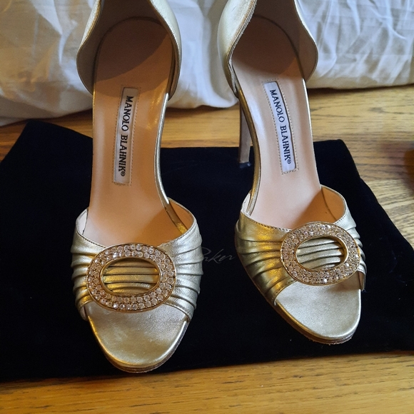 Manolo Blahnik Shoes - Manolo Blahnik Gold with Buckle Shoes
